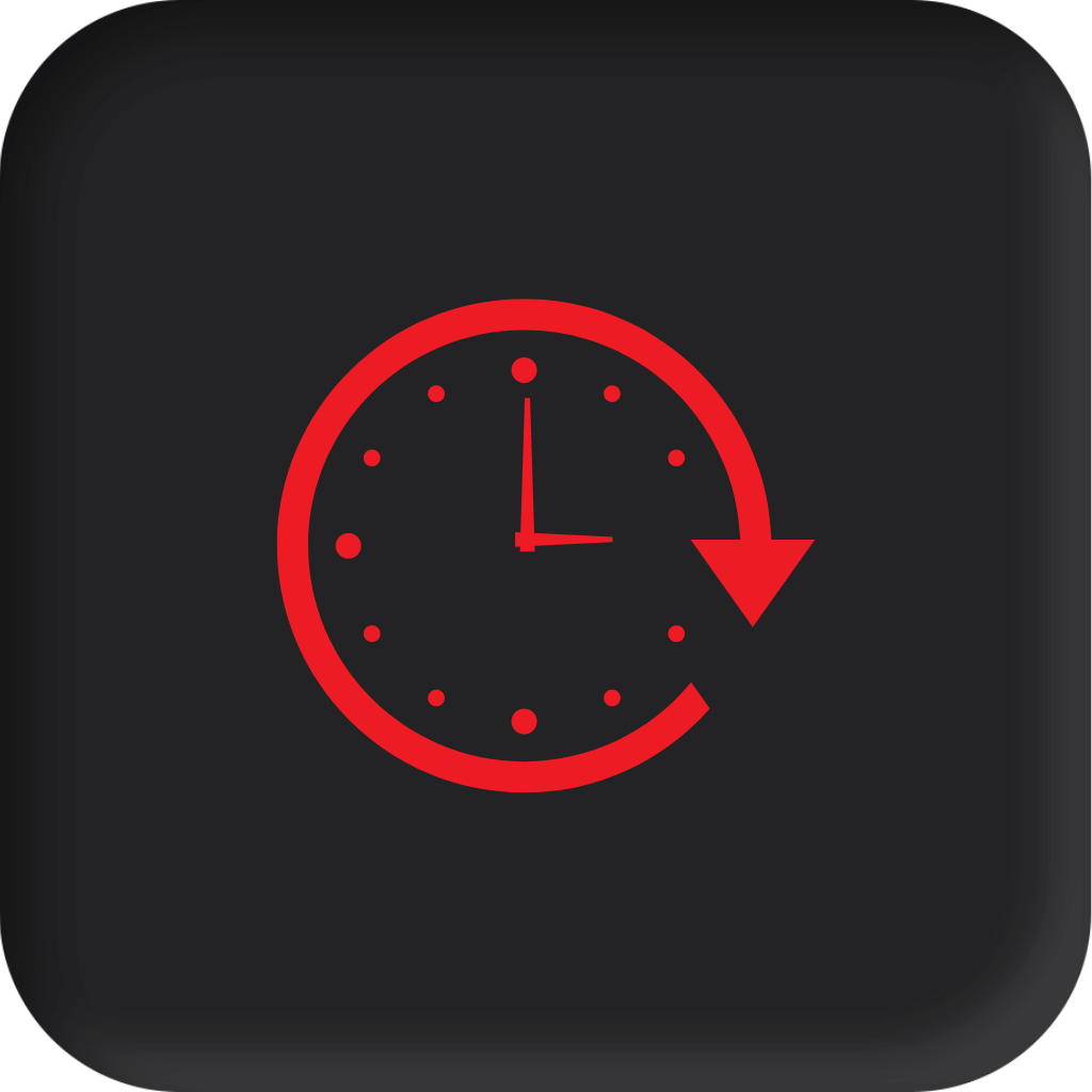 black and red clock icon