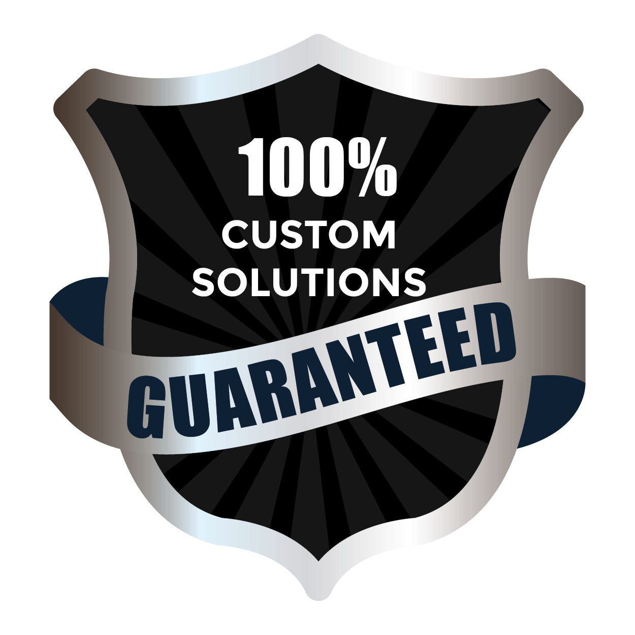100% expertise custom solutions badge
