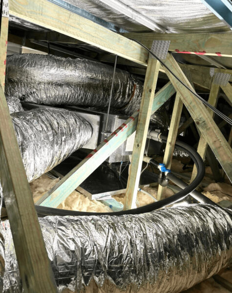 pipe ducting inside of ceiling