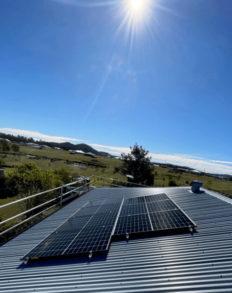 solar panels on metal roof