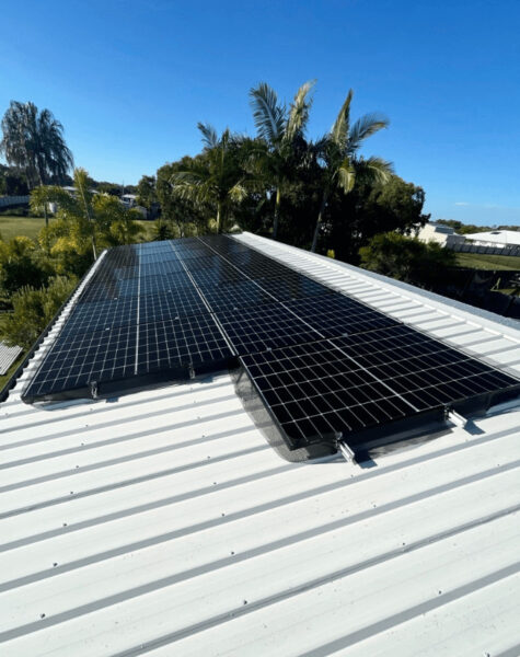 solar panels on metal roof