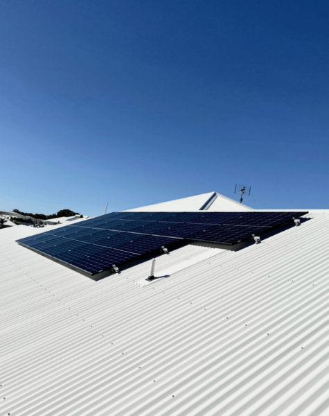 solar panels on metal roof